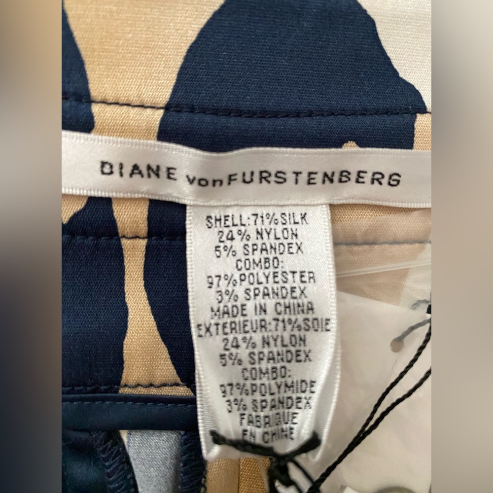Diane von Furstenberg DVF Skirt Silk Pencil Leopard Print Sand/Navy NWT size 8 - Picture 7 of 12